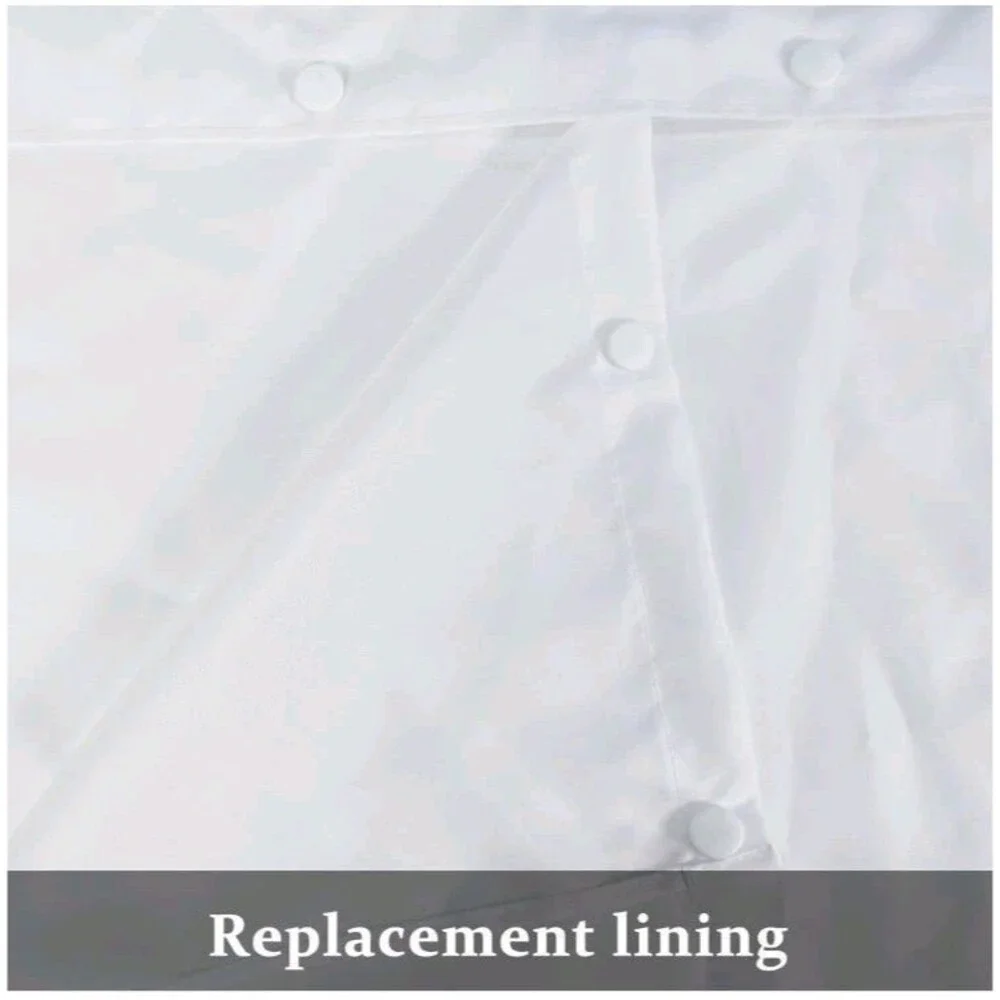 No Hook 70W x 63H Detach Button Liner Snap in Fabric Shower Curtain Replacement